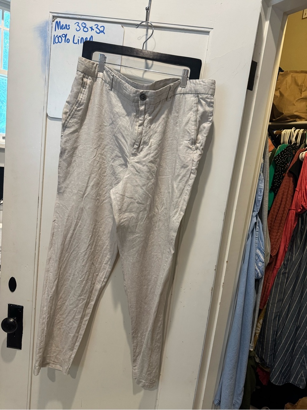 100% Linen Men's Light Beige Linen Trousers